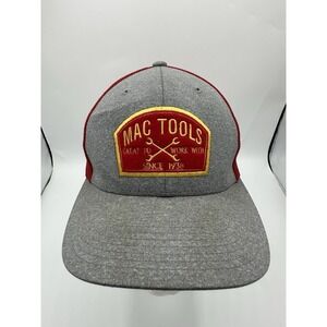 Mac Tools Trucker Hat Flexfit Mesh Snapback Gray Red Mechanic Garage Cap
